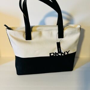 DKNY Two-Tone Black and Cream Tote